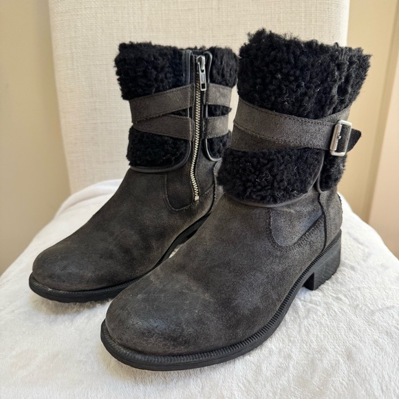 UGG BLAYRE III BLACK ZIPPER SHEARLING US 7 - Picture 4 of 16